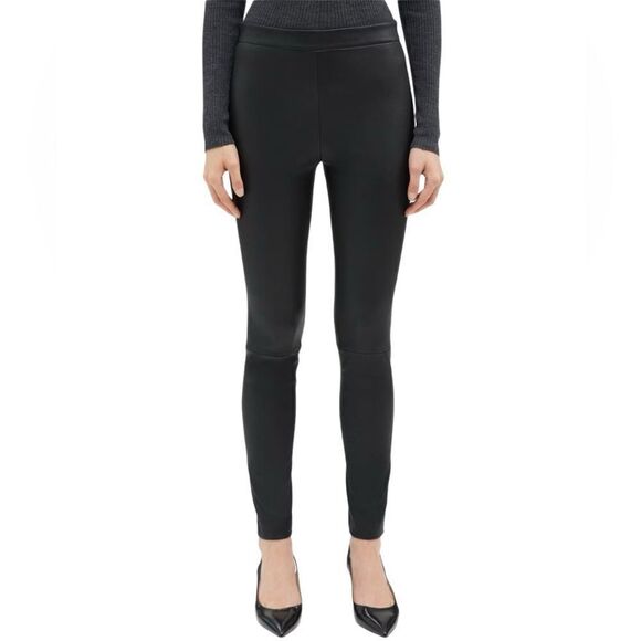 🌟NEW🌟Theory🌟Black Leather Skinny Leggings Full-Length - Picture 1 of 4
